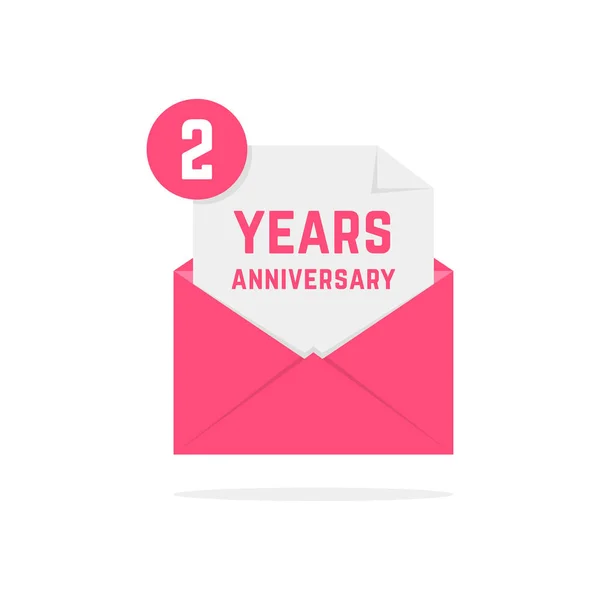 2 χρόνια επέτειο εικονίδιο σε ροζ επιστολή — Διανυσματικό Αρχείο
