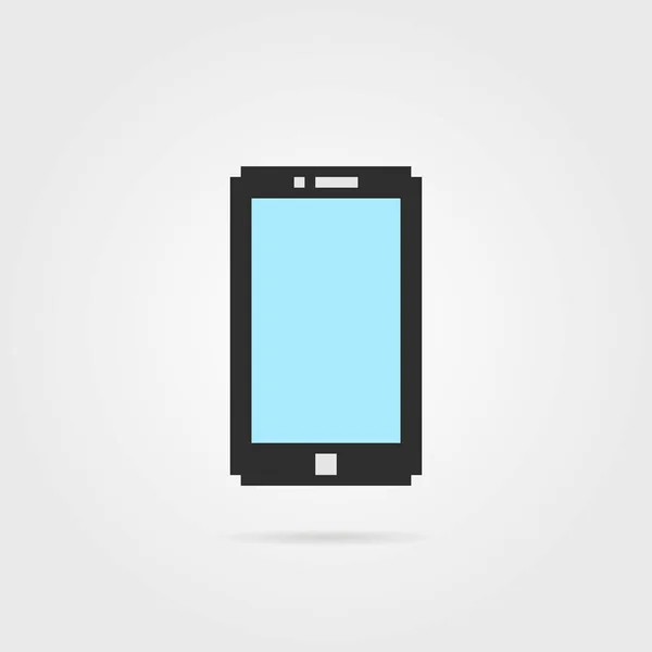 Semplice telefono pixel art con ombra — Vettoriale Stock