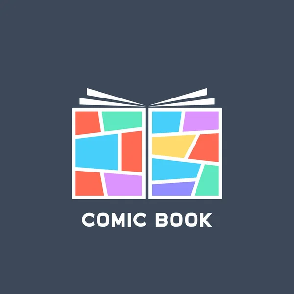 Simple colored linear comic book logo — Stock Vector