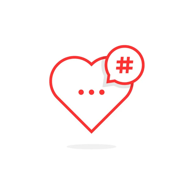 Corazón rojo como logotipo hashtag — Archivo Imágenes Vectoriales