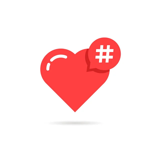 Logotipo del hashtag como corazón rojo — Vector de stock