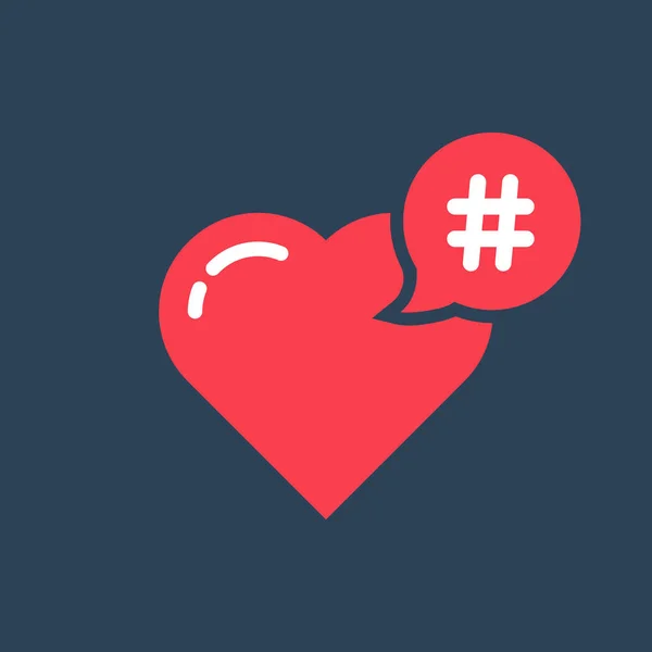 Hashtag icona rossa come il cuore — Vettoriale Stock