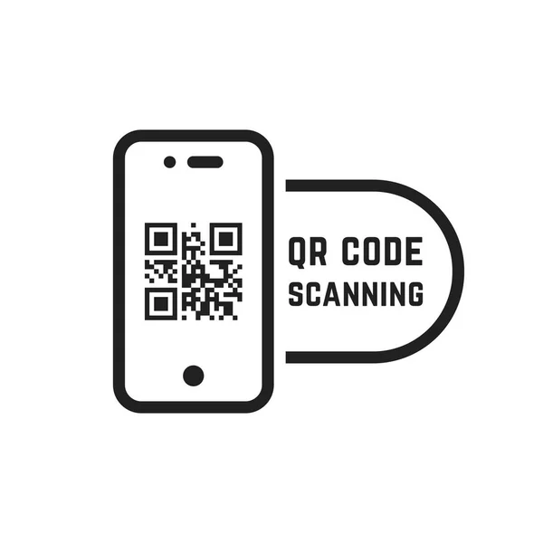 Qr varredura de código como telefone preto linear — Vetor de Stock