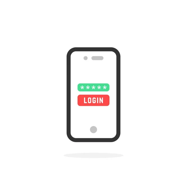 Login como a segurança linear do telefone móvel — Vetor de Stock