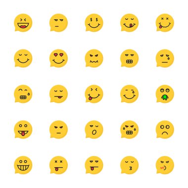 set of yellow emoji speech bubble clipart