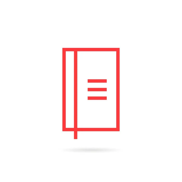 Ikona červeného lineární jednoduchý notebook — Stockový vektor