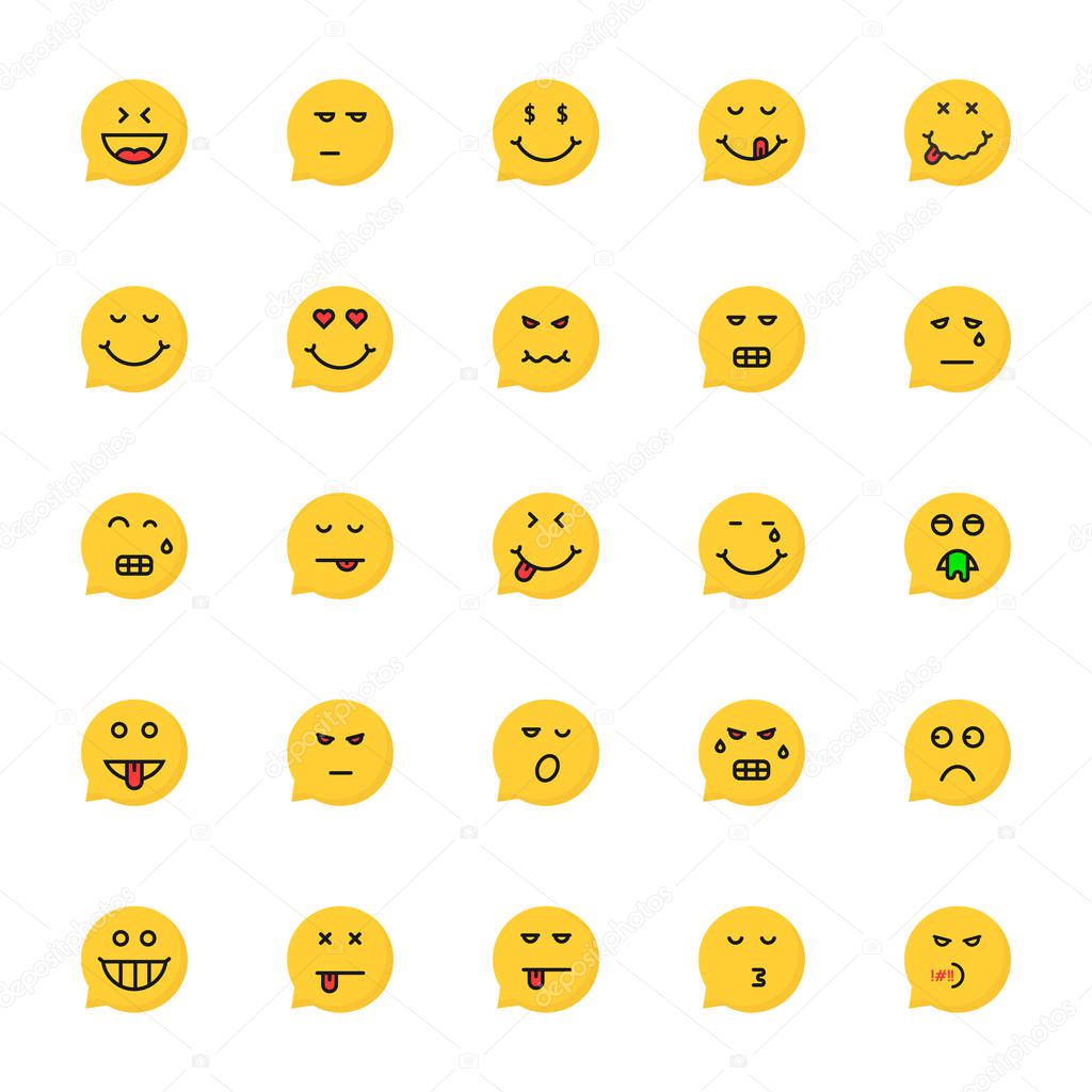 set of yellow emoji speech bubble