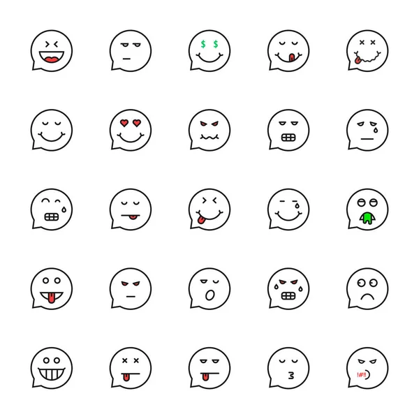 Schwarze dünne Linie Emoji-Sprechblase gesetzt — Stockvektor