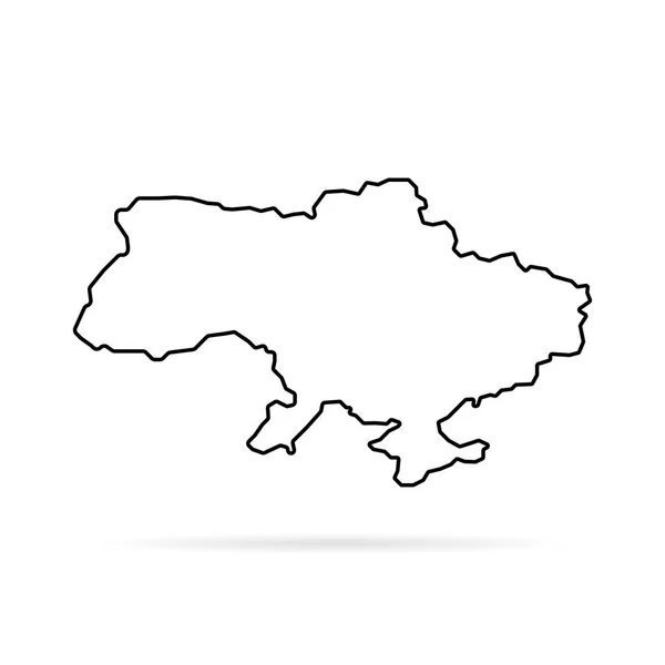 Тонка лінія карта України з тіні — стоковий вектор