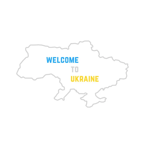 Тонка лінія ласкаво просимо на карту України — стоковий вектор