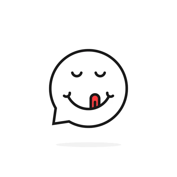 Delgada línea gourmet emoji discurso burbuja logo — Vector de stock