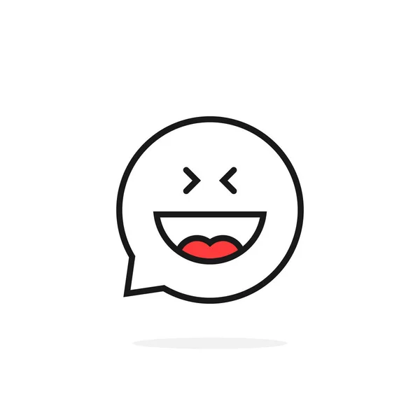 Thin line joy emoji speech bubble logo — Stock Vector
