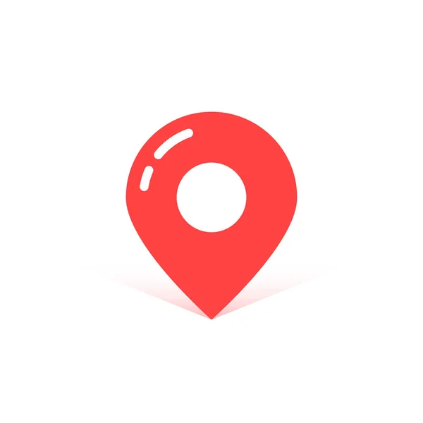 Pin de mapa simple rojo con sombra — Vector de stock