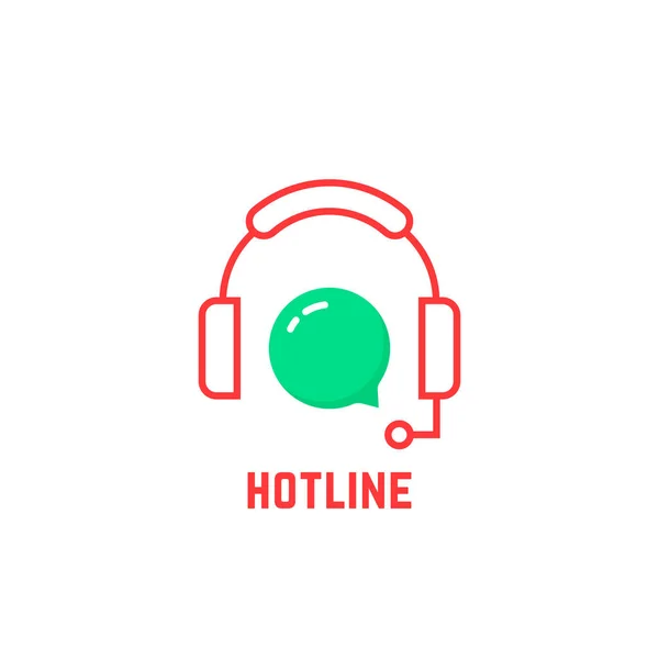 Linha fina vermelha ícone hotline — Vetor de Stock