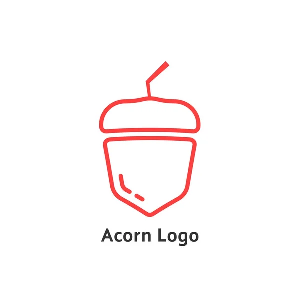 Rode dunne lijn eenvoudige acorn pictogram — Stockvector