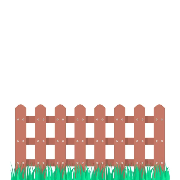 สวนรั้วไม้ที่มีหญ้าสีเขียว — ภาพเวกเตอร์สต็อก