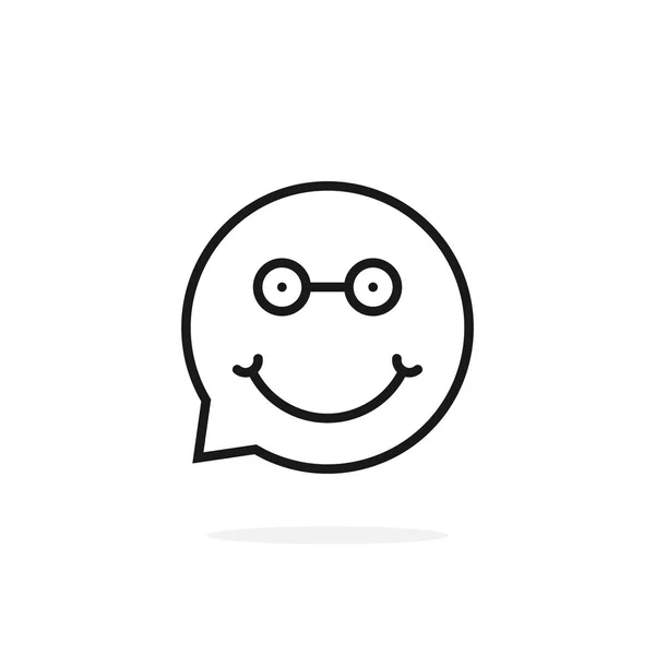 Vékony vonal nerdy emoji beszéd bubble embléma — Stock Vector