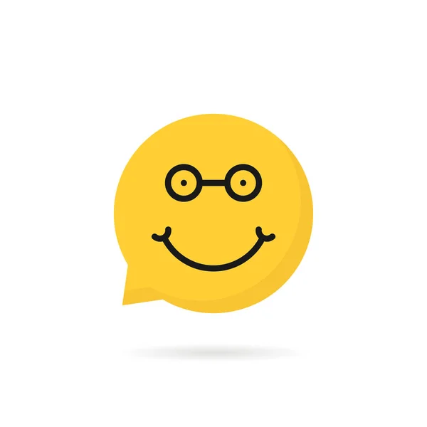 Nerdy emoji řeč bublina logo — Stockový vektor