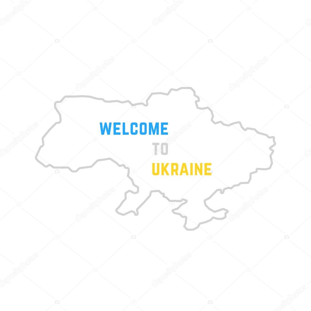 thin line welcome to ukraine map