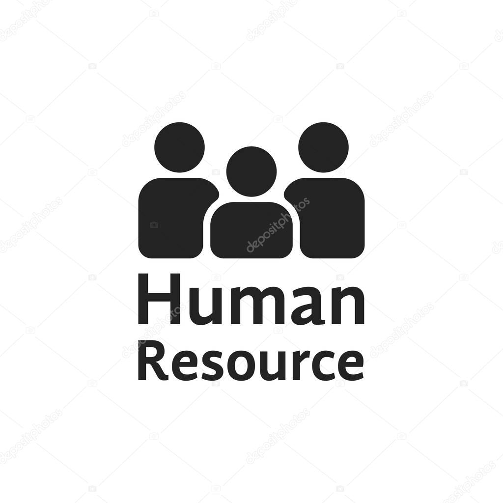 Black simple human resource logo. concept of win, unity, collaboration work, discrimination, selection, society, recruiter, challenge, boss. flat style trend brand graphic design on white background