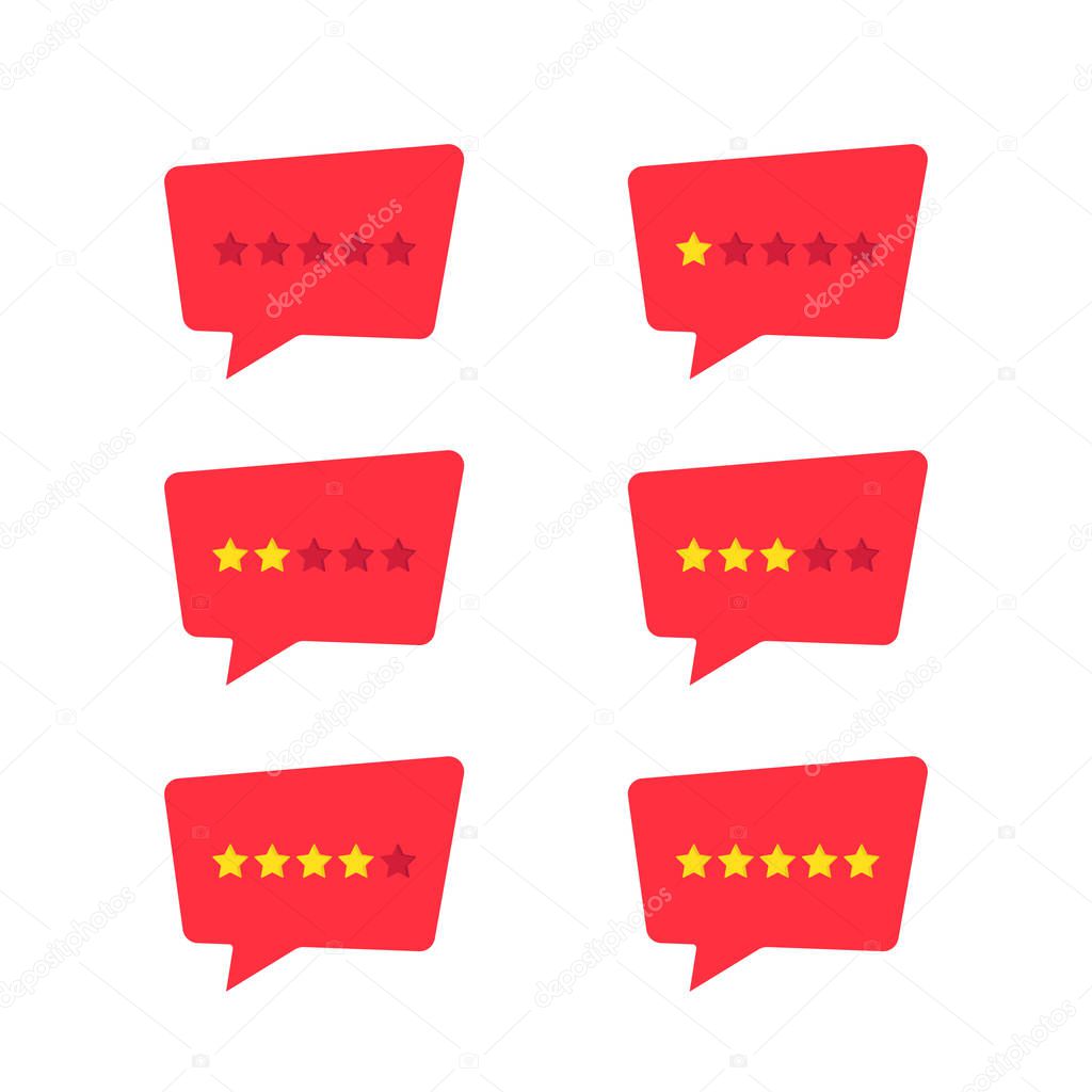 set of simple red rating stars icon