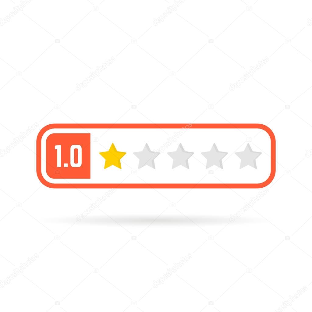 Negative feedback frame like one star. concept of web blog ui, no satisfaction, red mobile application, classify test form, estimate class. flat style trend logotype graphic design on white background