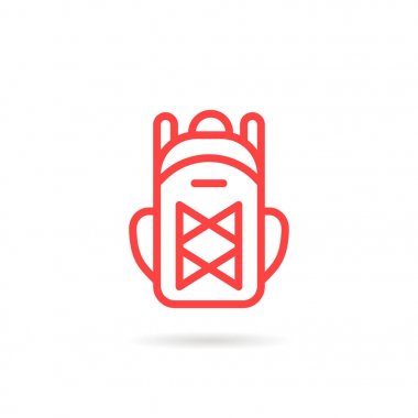 Kırmızı doğrusal unisex sırt çantası simgesini