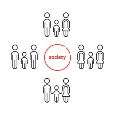 Doğrusal basit modern aile simgesi