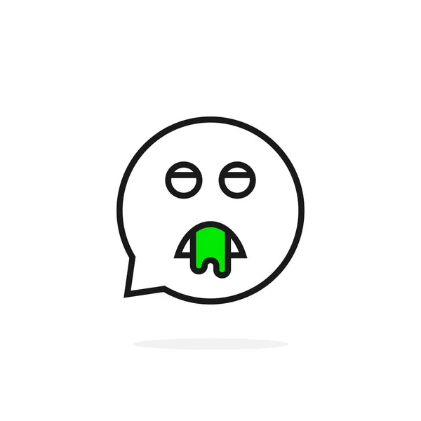 Linea sottile vomito emoji discorso bolla logo — Vettoriale Stock