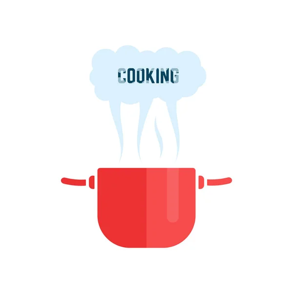 Red cooking pan icon — Stock Vector