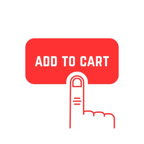 Voeg toe aan winkelmandje knop met rode dunne lijn palm — Stockvector