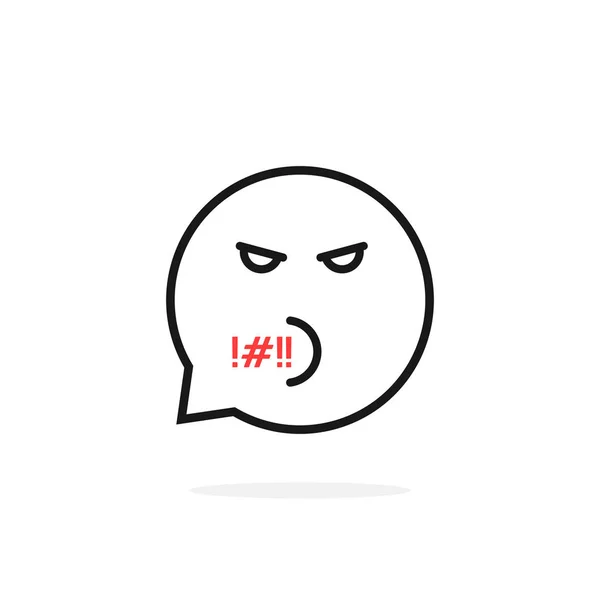 Thin line rude emoji speech bubble logo — Stock Vector