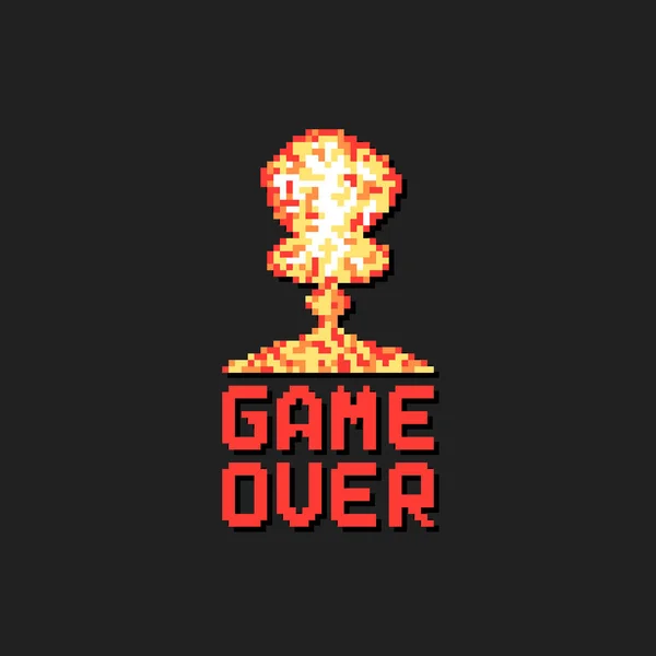 Game over with pixel art explosion — Stock Vector