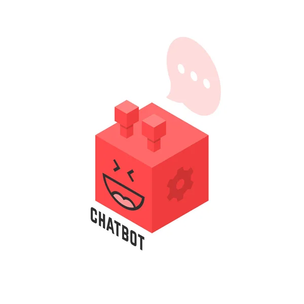 Isometrische chatbot pictogram als emoji gezicht — Stockvector