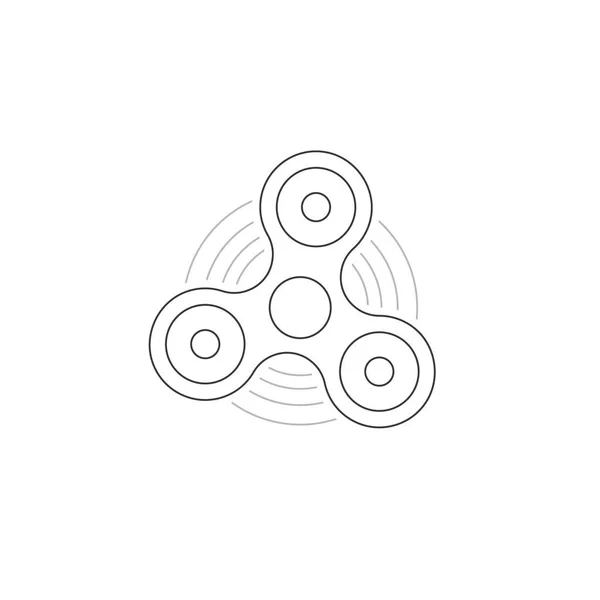 Linha fina preta mão fidget spinner logotipo — Vetor de Stock