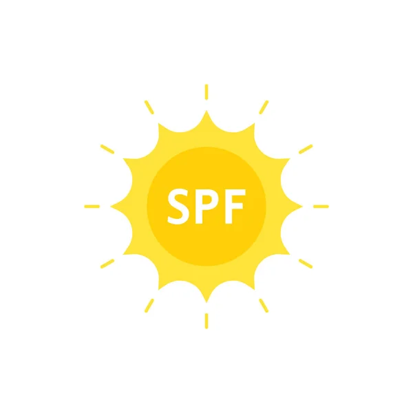 Spf wie Sonnenschutzfaktor auf Sonne-Logo — Stockvektor
