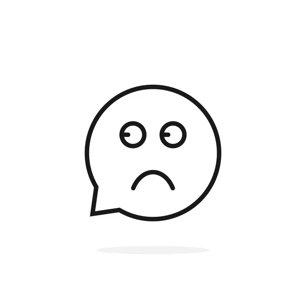 Dünne Linie verängstigte Emoji-Sprechblase Logo — Stockvektor