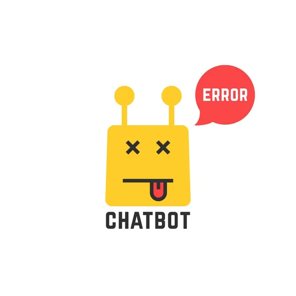 Foutieve gele chatbot pictogram op wit — Stockvector