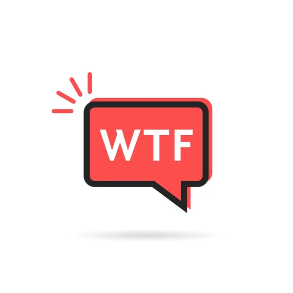 Einfaches wtf-Symbol in roter Sprechblase — Stockvektor