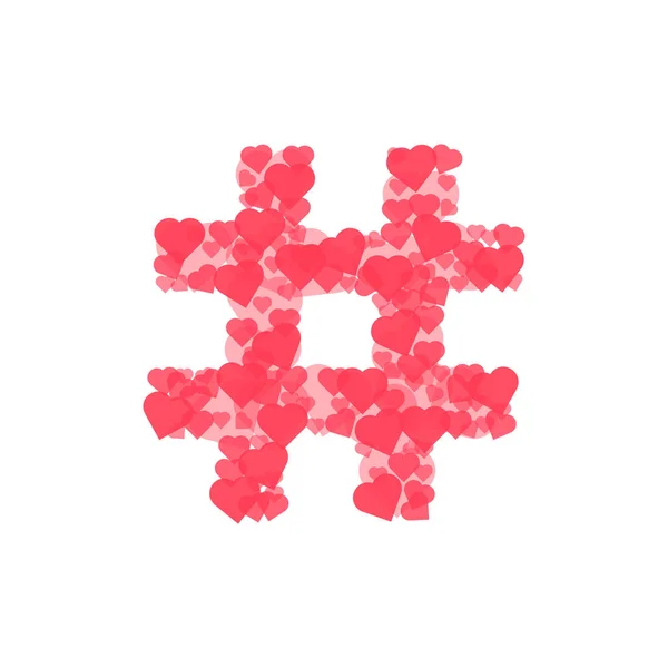 Hashtag logo sydämistä eristetty valkoinen — vektorikuva