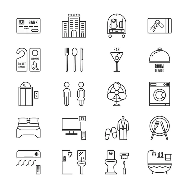 Thin Line Icons setzen Hotel und Ruhe — Stockvektor