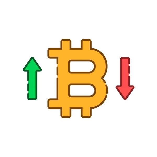 Haut et bas cours Bitcoin icône linéaire — Image vectorielle