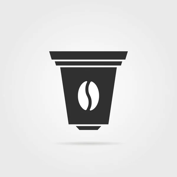 Svart kaffe kapsel ikonen med skugga — Stock vektor