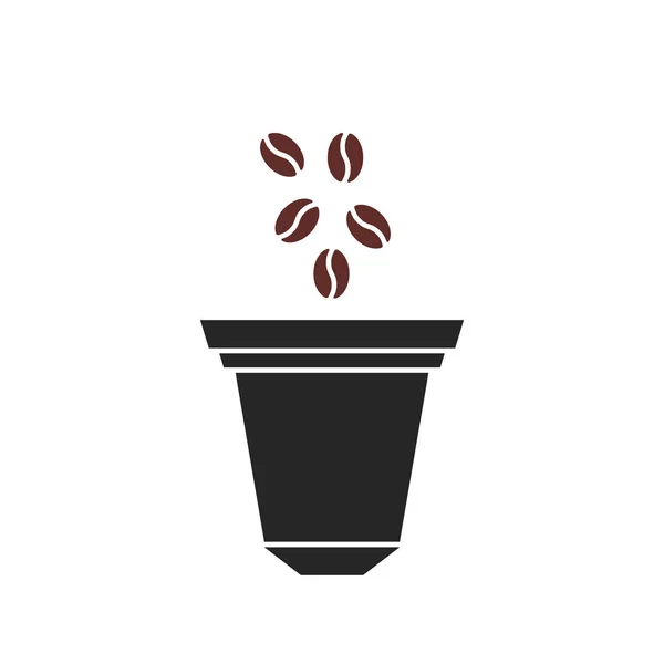 Bönor falla i kaffe kapsel ikon — Stock vektor
