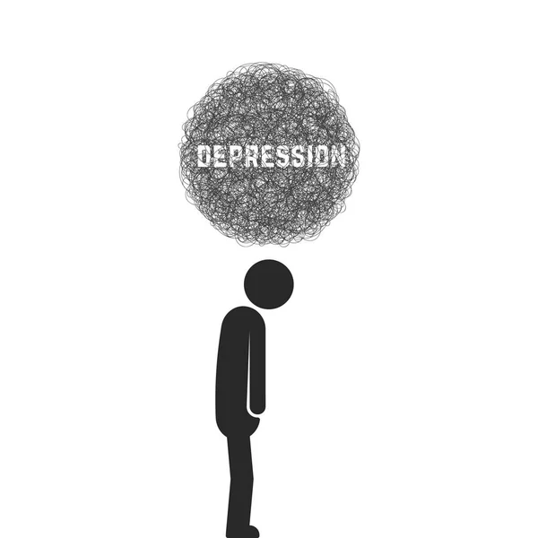 Depression with black stick figure — Stock Vector