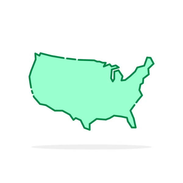 Зелена мультяшна тонка лінія значок США — стоковий вектор
