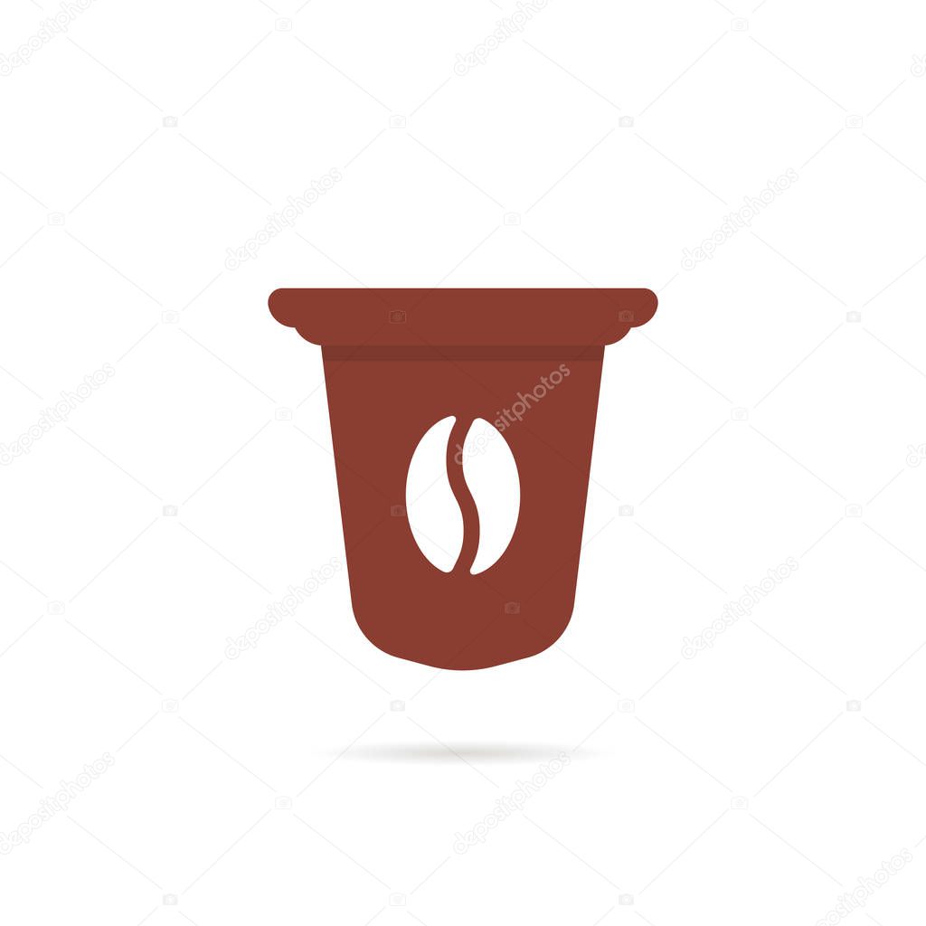 Brown simple coffee capsule icon. simple flat style trend modern logo graphic art design isolated on white background. concept of kitchen item for percolator or electric coffee maker