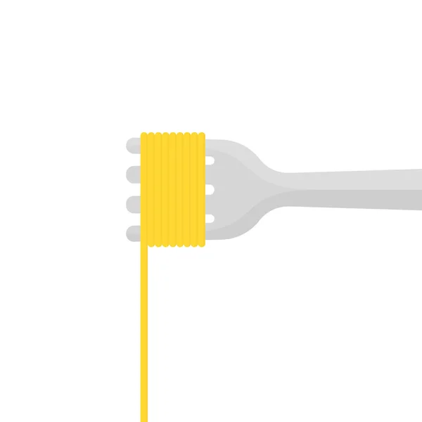 Tenedor con pasta aislada sobre blanco — Vector de stock