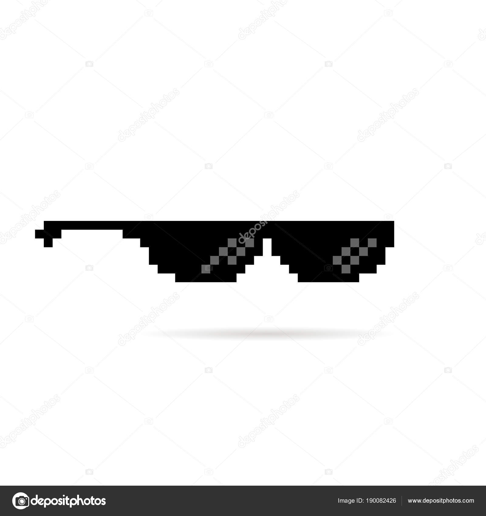 Black thug life meme like glasses in pixel art style Stock Vector Image by  ©HoldenKolf #190082426