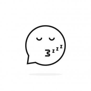 thin line sleeping emoji speech bubble logo clipart